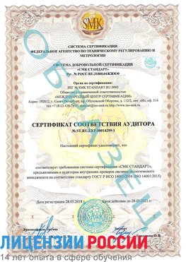 Образец сертификата соответствия аудитора №ST.RU.EXP.00014299-1 Кинешма Сертификат ISO 14001
